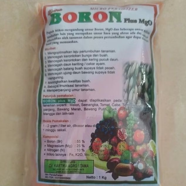 Jual pupuk BORON micro Fertilizer plus MgO 1kg untuk pertumbuhan ...