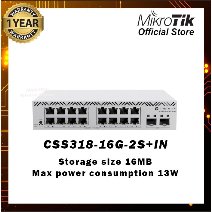 Jual Mikrotik CSS318-16G-2S+IN Cloud Smart Switch 318-16G-2S+IN with ...