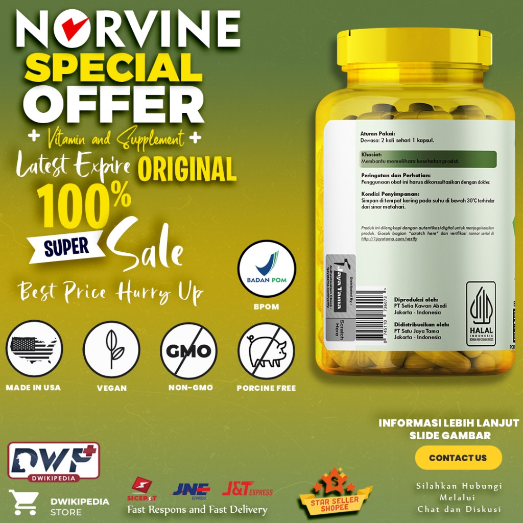 Jual Norvine Saw Palmetto Natural DHT Blocker - 60 Capsules Penumbuh ...