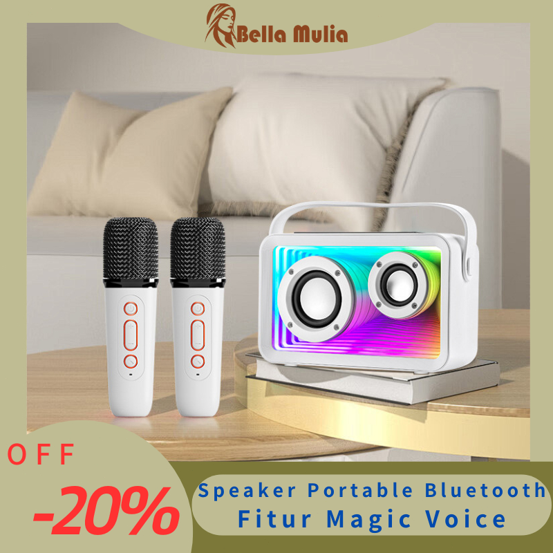 Jual Speaker Bluetooth Portable dengan 2 Mikrofon, Lampu RGB Atmosfer