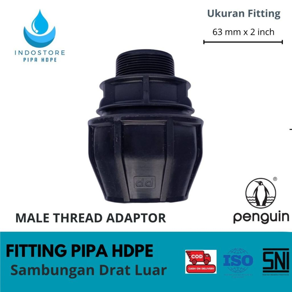 Jual Fitting Pipa HDPE Male Thread Adaptor Sok Drat Luar 63mm X 2 inch ...