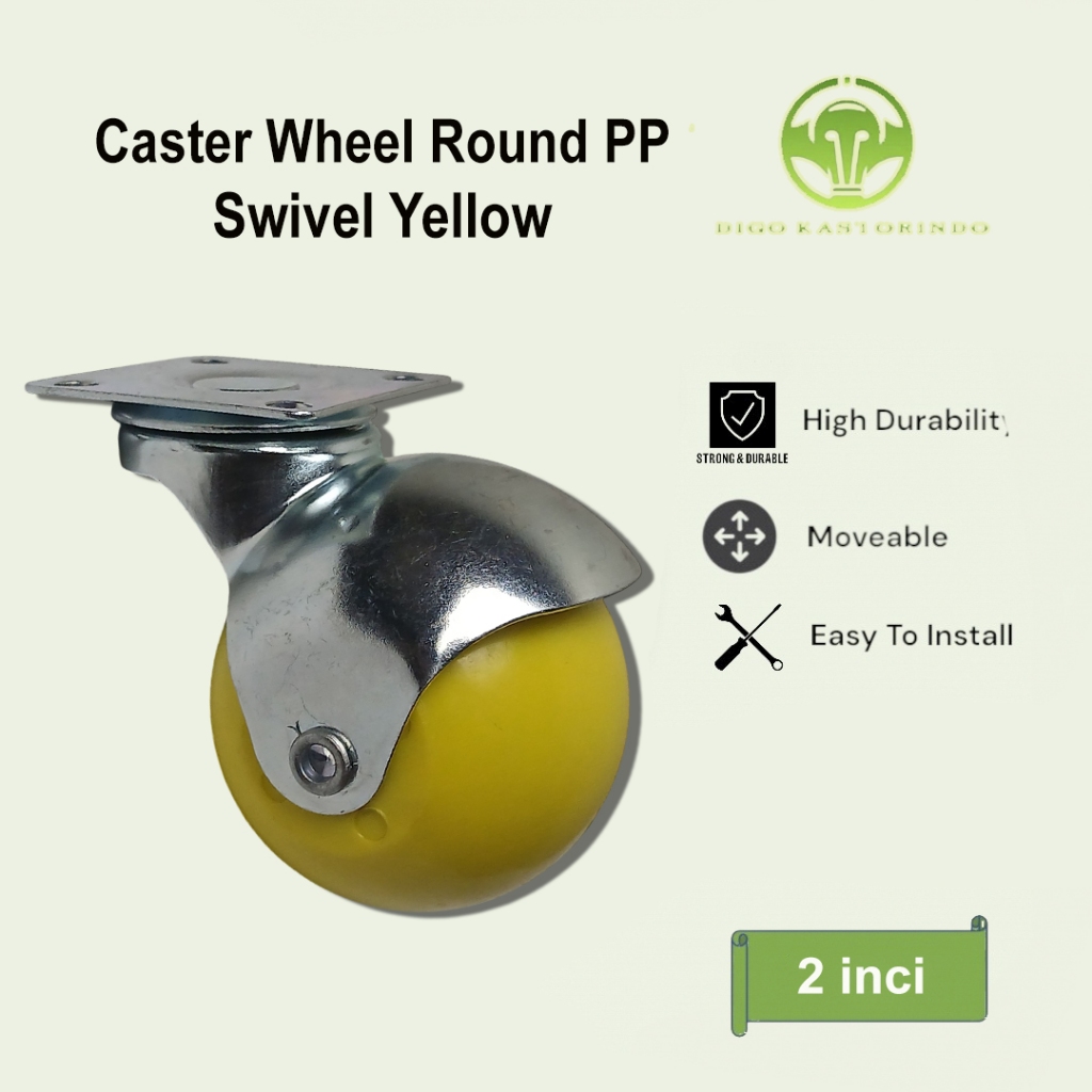 Jual Roda Kastor Bulat PP Kuning Hidup 2 Inci Caster Wheel Round Yellow ...