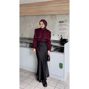 LAVEELAA Rok Satin Mermaid Stretch Pinggang