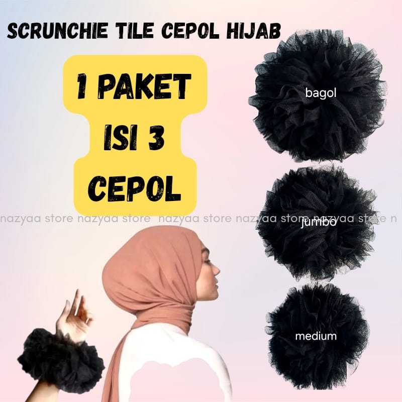Jual 1 PAKET ISI 3 CEPOL scrunchie tile cepol hijab anti pusing ...