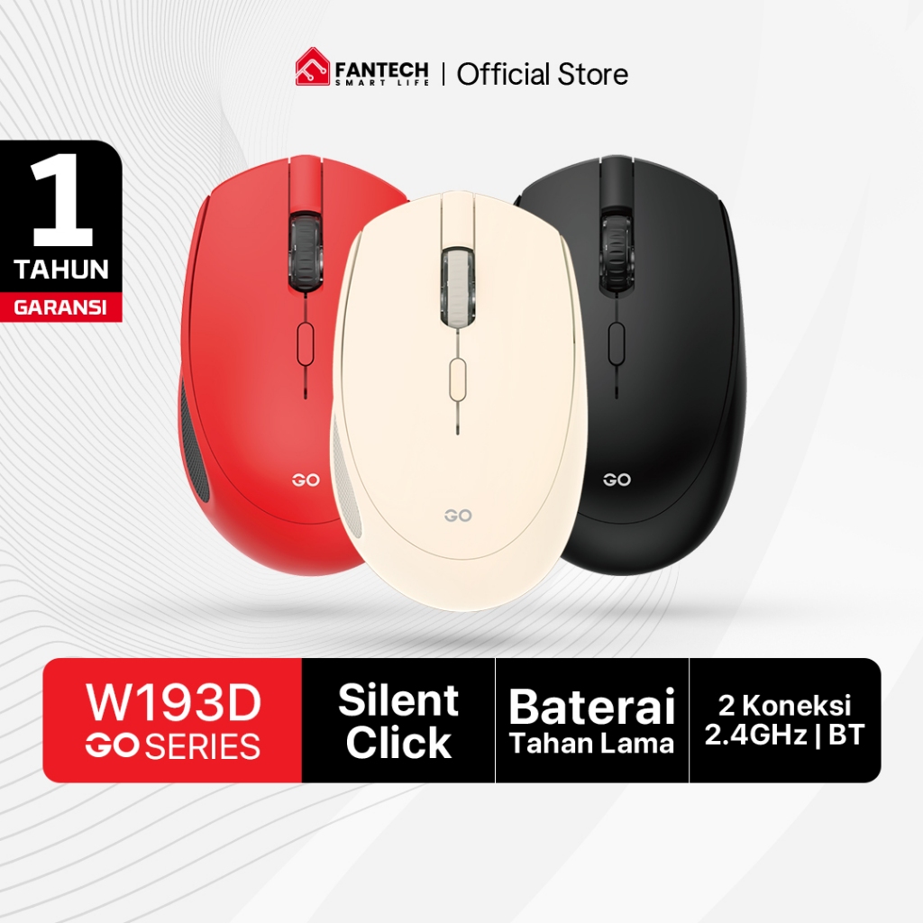 Jual Fantech Wireless 2.4ghz + Bluetooth 5 Mouse Office Silent Click ...