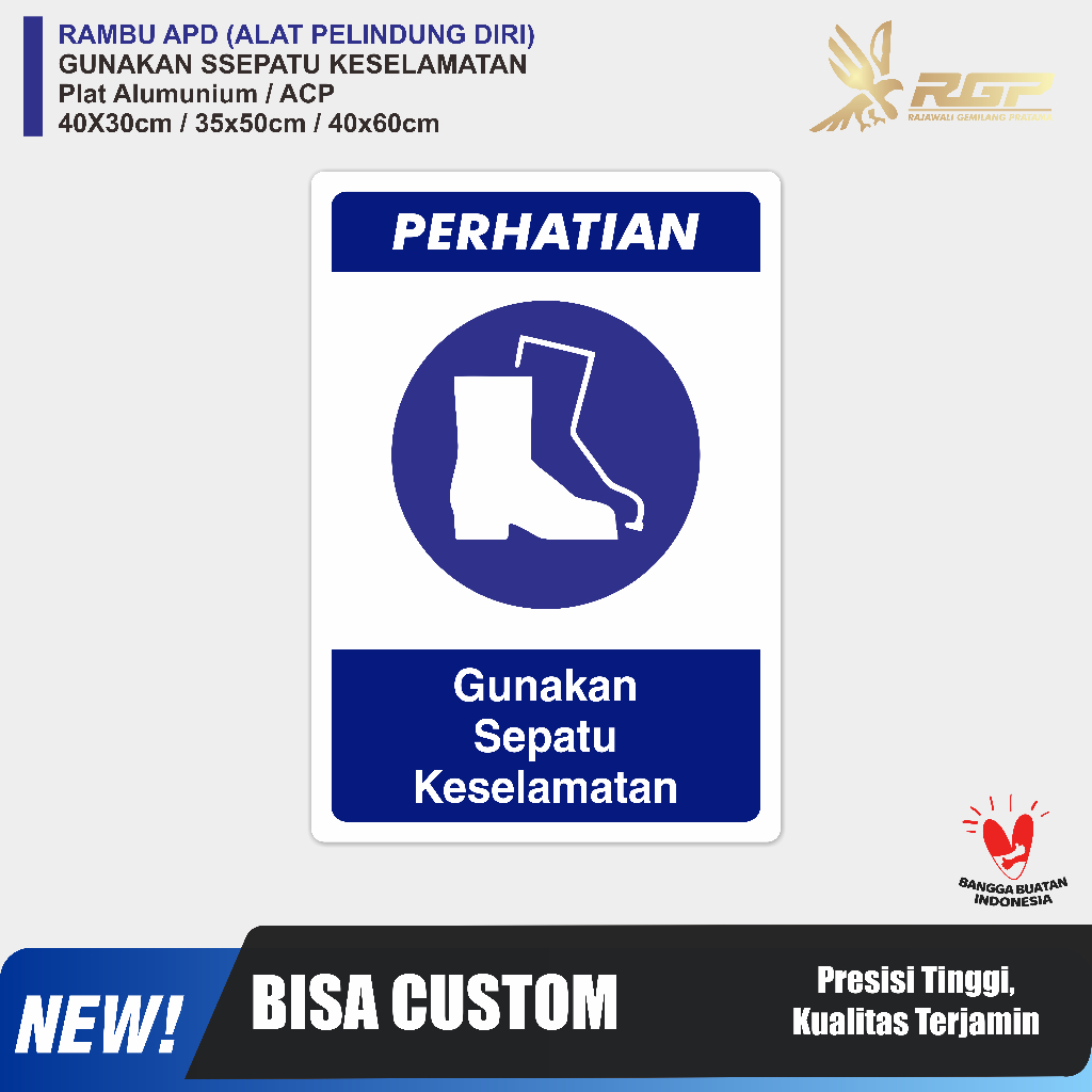 Jual Rambu APD Gunakan Sepatu Keselamatan - Plat Alumunium | Shopee ...