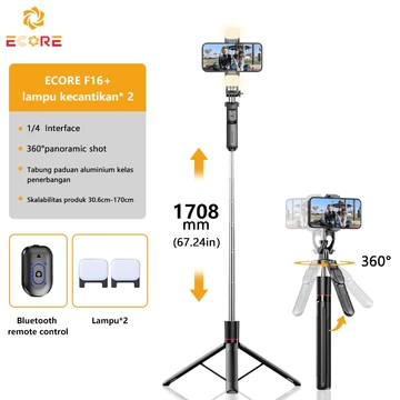 ECORE C11 185CM Tongsis 4leg Tripod Bluetooth Selfie Stick Fill Light Tongsis Tripod