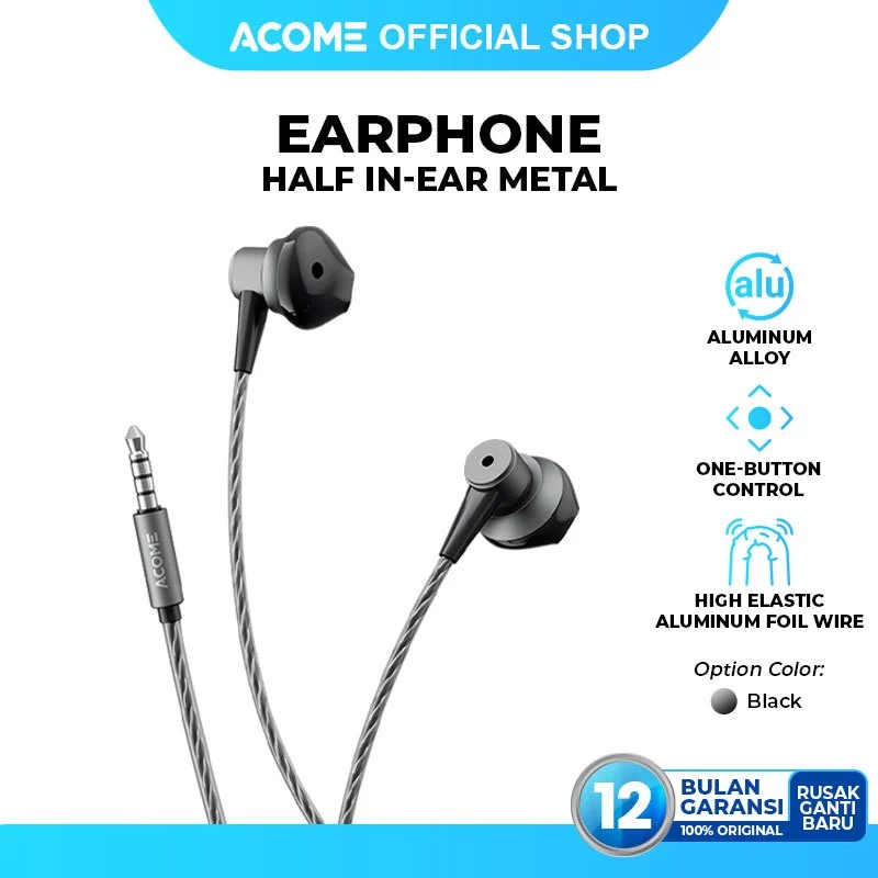Acome Wired Earphone Headset AluminumAlloy Garansi Resmi 1 thn AW08