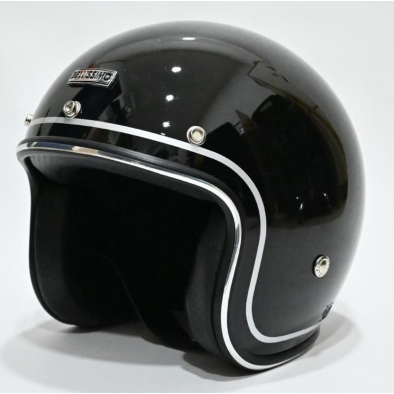 Jual HELM BELLISSIMO BLACK GLOSSY RETRO CLASSIC URBAN VESPA HARLEY OPEN ...