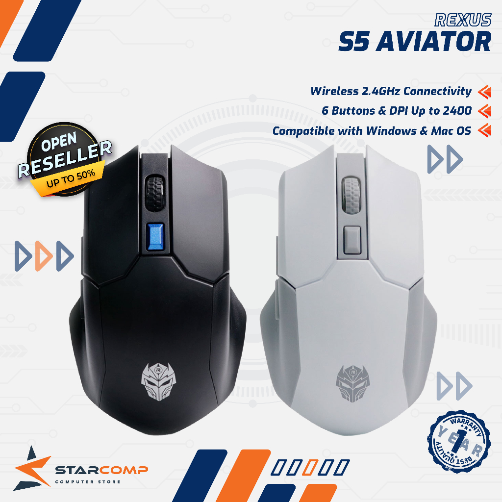 Jual Rexus S5 Aviator Mouse Gaming Wireless 2.4Ghz Macro Button ...