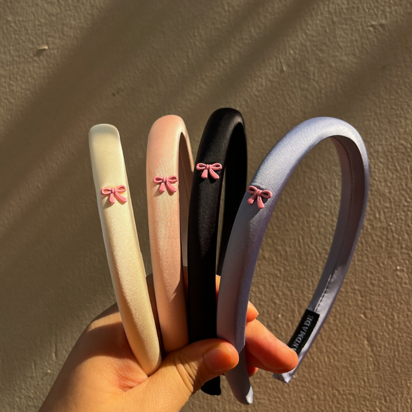 Jual Bando Satin Charm Pita resin Pink slim / Aksesoris rambut dewasa ...