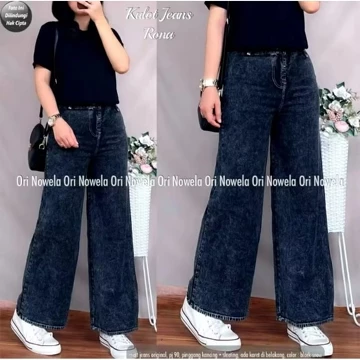 Celana Jeans Wanita High Waist Kulot Jeans Wanita Premium