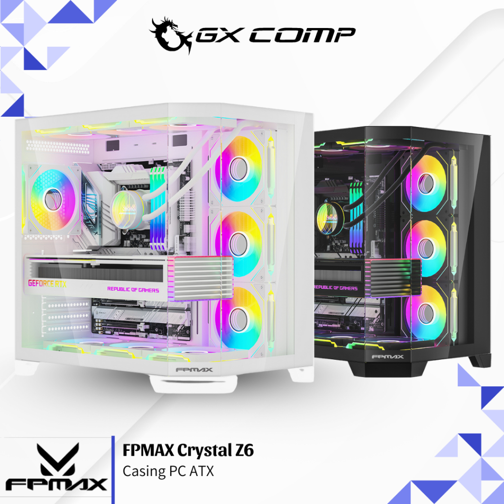 Jual FPMAX Crystal Z6 Black / White Include 4 Fan ARGB - Casing PC ATX ...