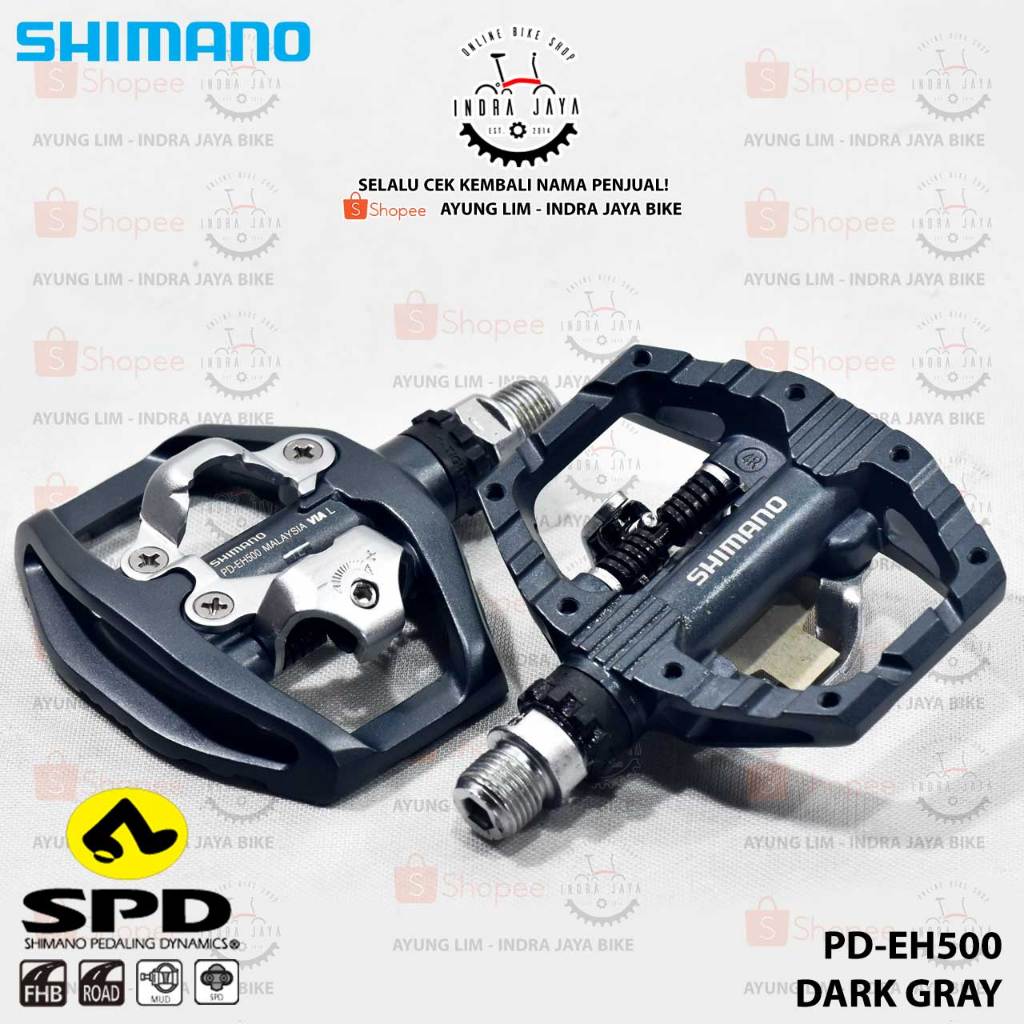 Jual PEDAL SEPEDA - SHIMANO PD-EH500 - SPD - DARK GRAY | Shopee Indonesia