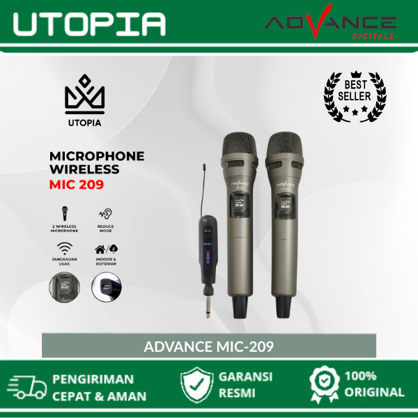 Jual ADVANCE Microphone MIC 209 | MIC209 Profesional Dual Mic Wireless ...