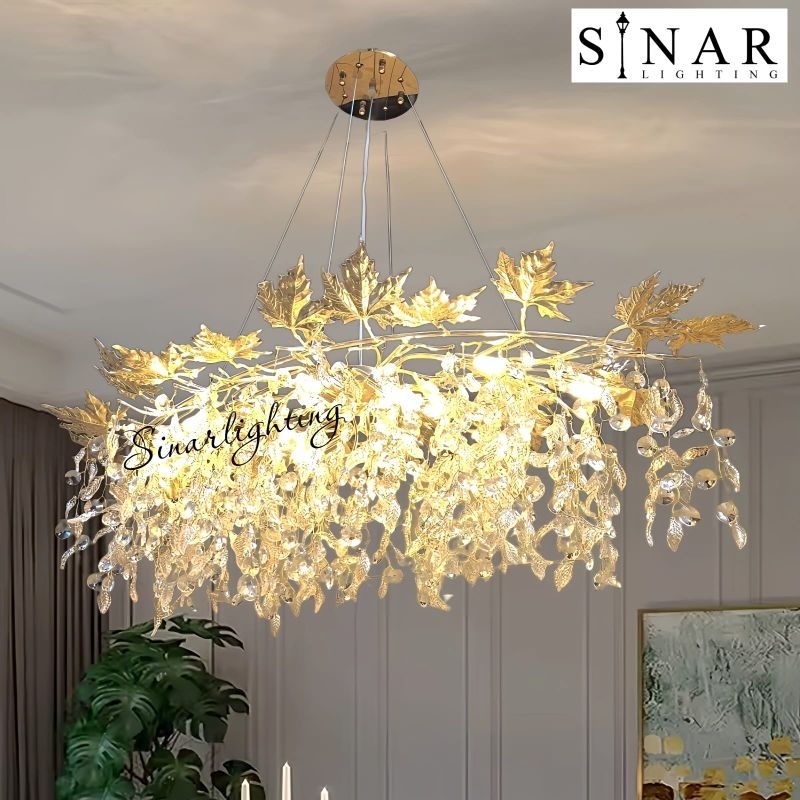Jual Lampu gantung Modern Gold ranting panjang 120 cm SD209 | Shopee ...
