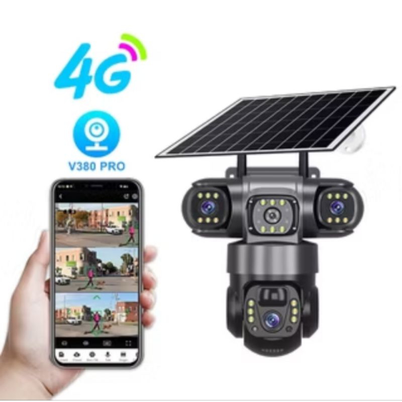 Jual New Camera CCTV SIM-card 4G Solar Panel TIGA lensa / TIGA Layar ...