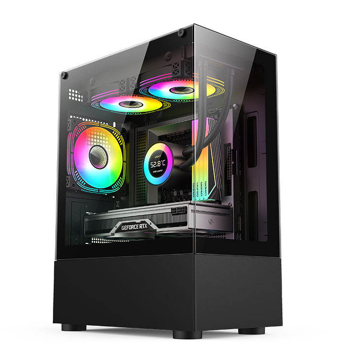 Jual Voc Casing Gaming CPU 1810 Black, Kaca Akrilik, 3x RGB Fan 12cm ...