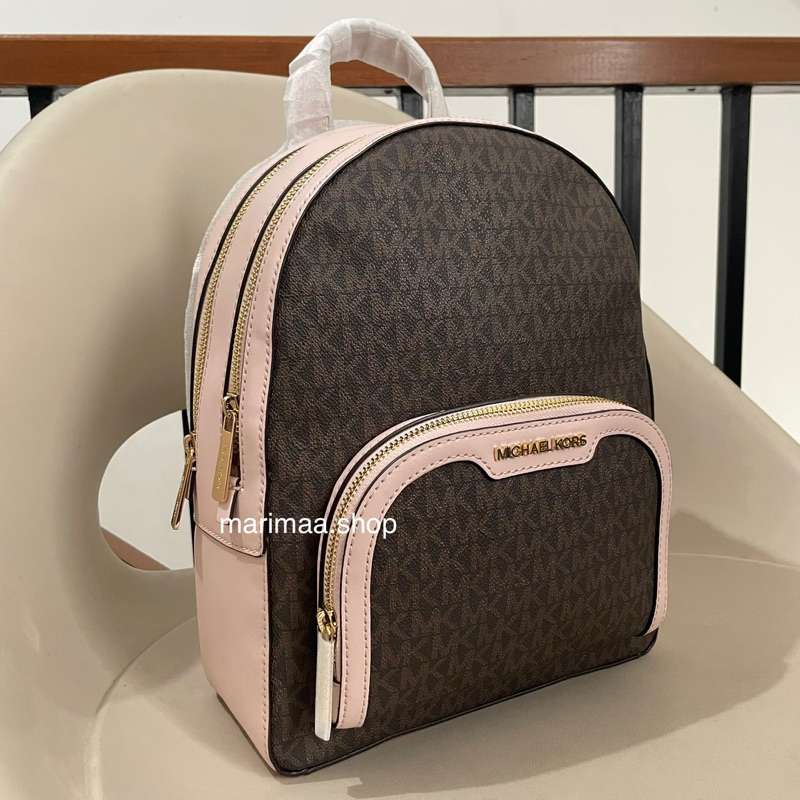 Jual Tas ransel backpack MK Jaycee signature brown pink blush | Shopee ...