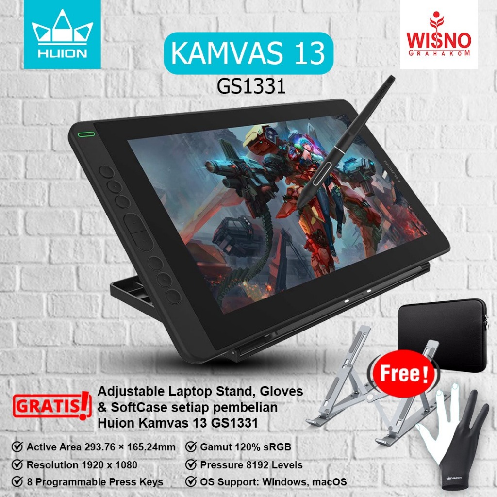 Huion Kamvas 13 Drawing Display Tablet Garansi Resmi