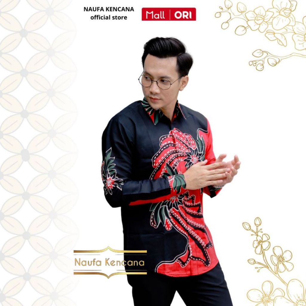 Jual NAUFA KENCANA Kemeja Motif Batik Pria Lengan Panjang Elegan BMS 45 ...