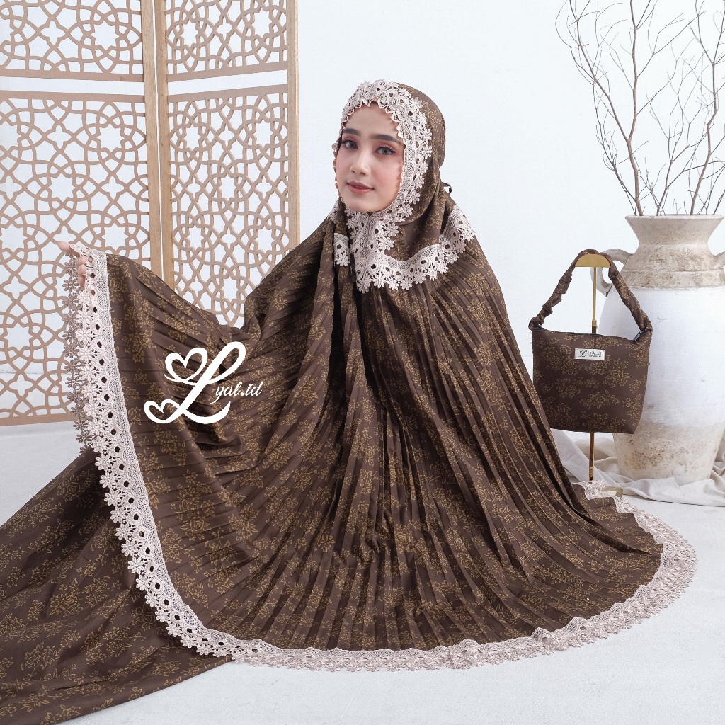 LYAL - Mukena Dewasa Plisket Zaqia 2in1 Katun Foil Premium Renda Mewah