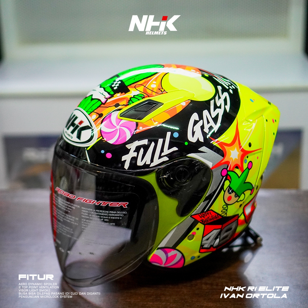 Jual Nhk R1 Elite Rider Replika Ivan Ortola #5 Yellow Flourecent Helm ...