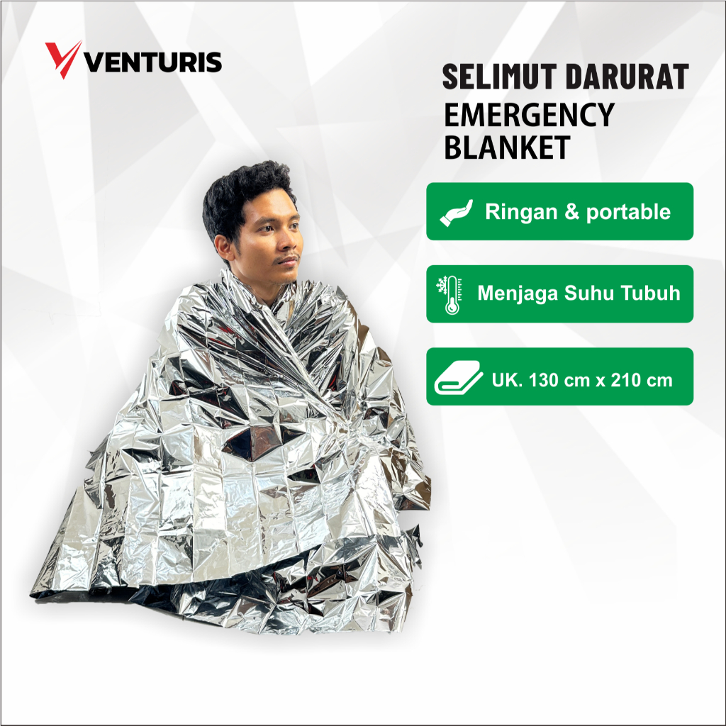 Venturis Emergency Blanket Thermal Silver Selimut Darurat Hangat Anti Hipotermia  Outdoor Camping