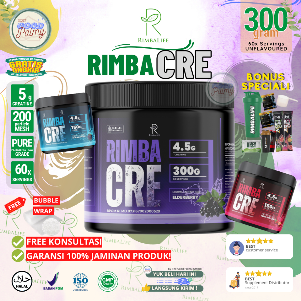 Jual Rimbalife RIMBA CRE Creatine Monohydrate 300 gram 60 serving BPOM ...