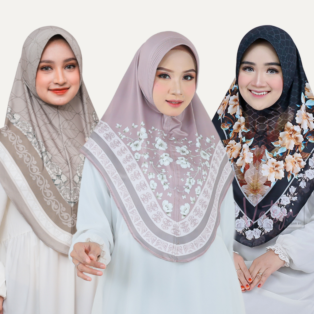 [3 Motif] Jilbab Instan Sublim Daily Hijab Bergo Motif Printing