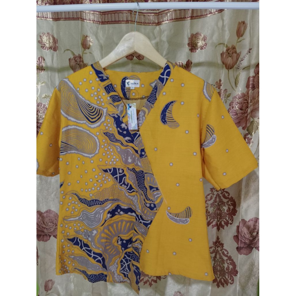 Jual baju batik wanita-batik jari Kuning Mustard -batik katun prima ...
