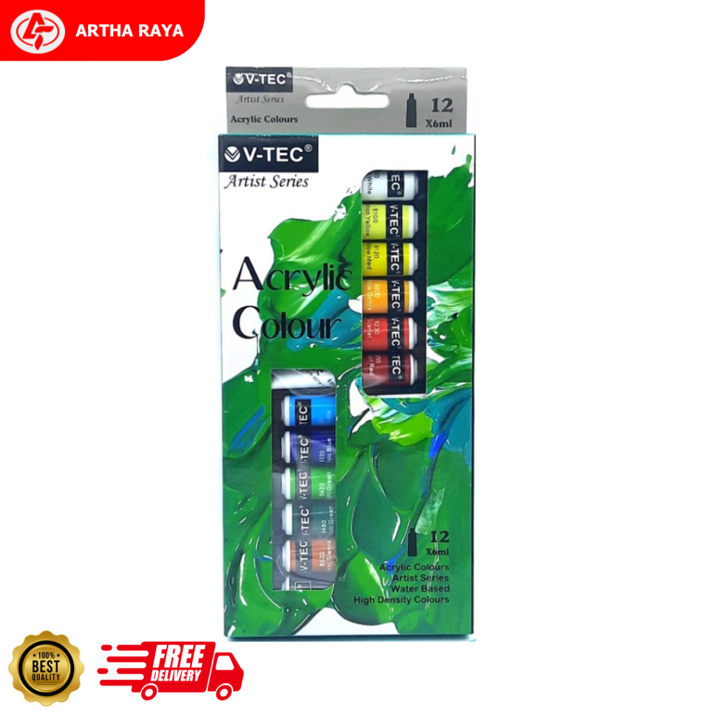 Jual V Tec Acrylic Colour Cat Akrilik V Tec 6ml 12 Warna Per Set