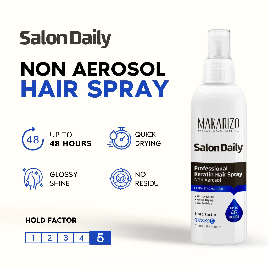 Semburan Sprei Rambut Keratin Profesional Salon Daily Non Aerosol Extra Strong Hold 200 mL