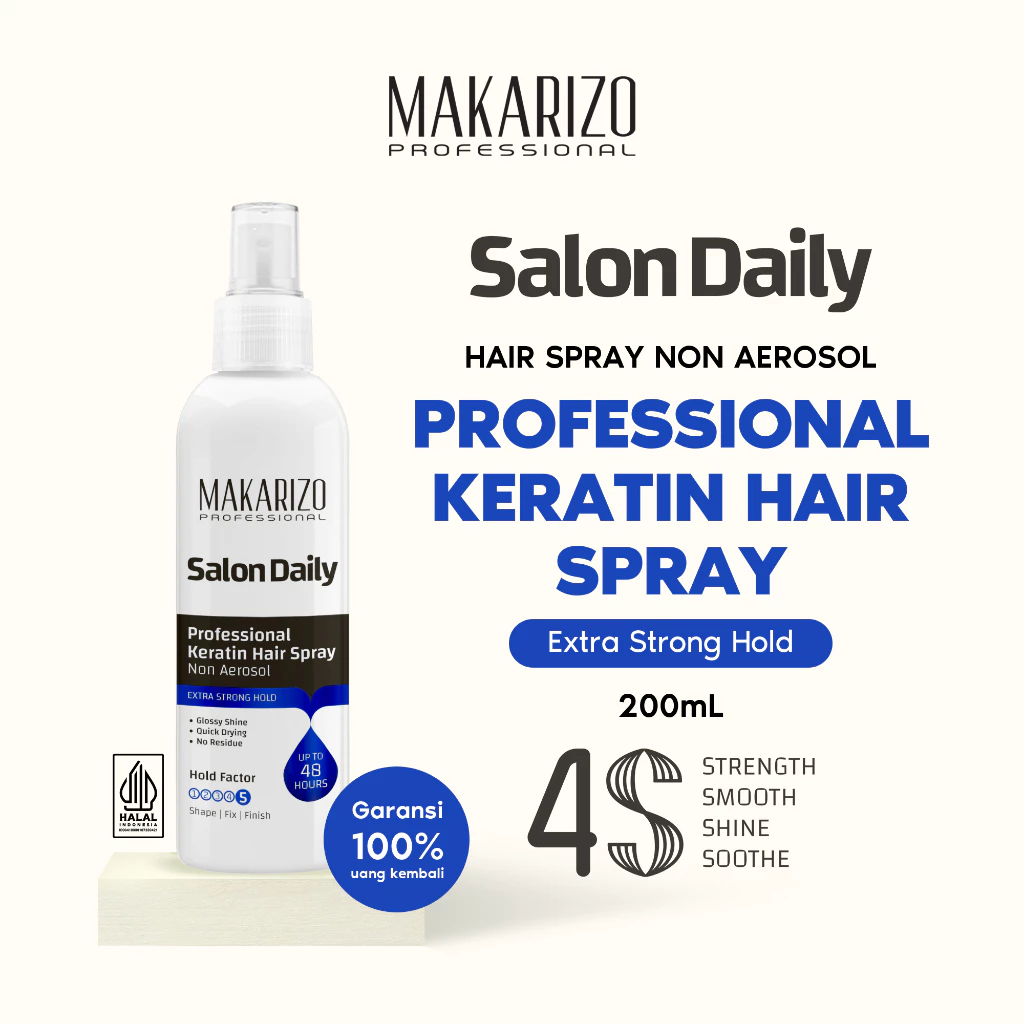 Semburan Sprei Rambut Keratin Profesional Salon Daily Non Aerosol Extra Strong Hold 200 mL