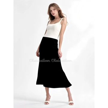 Rok Satin 90CM Satin Long Skirt Rok Satin Panjang S Sampai 3XL
