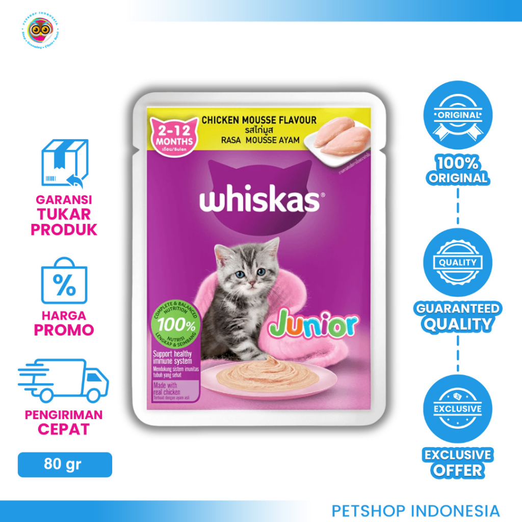 Whiskas Junior Pouch 85 gr Makanan Basah Anak Kucing