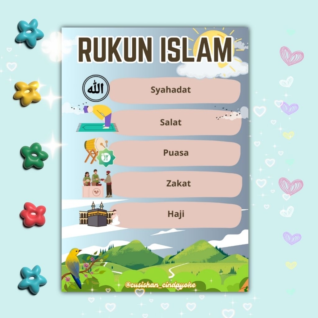 Jual poster rukun Islam edukasi anak | Shopee Indonesia