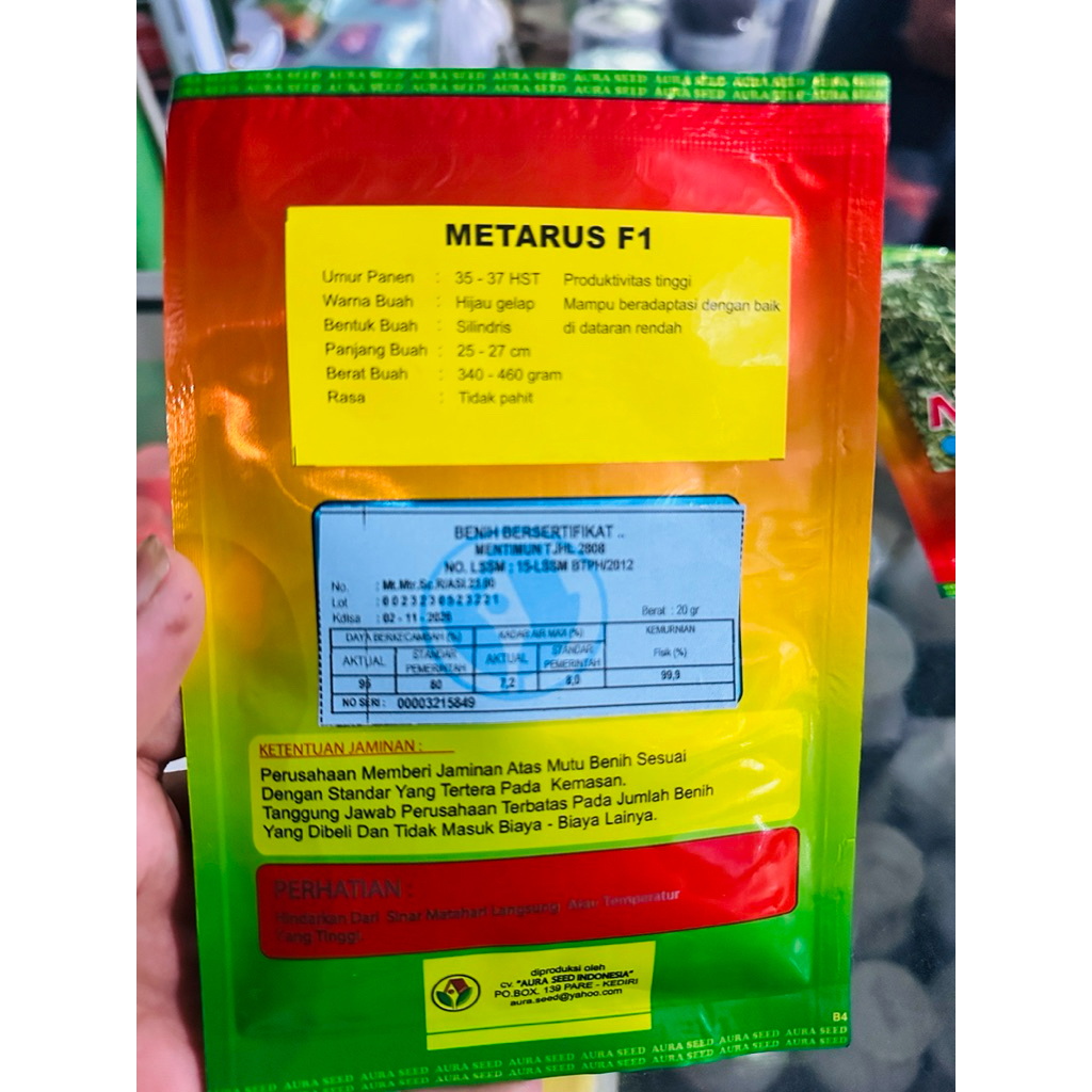 Jual Benih timun Hibrida F1 METARUS 20 Gr Aura Seed | Shopee Indonesia