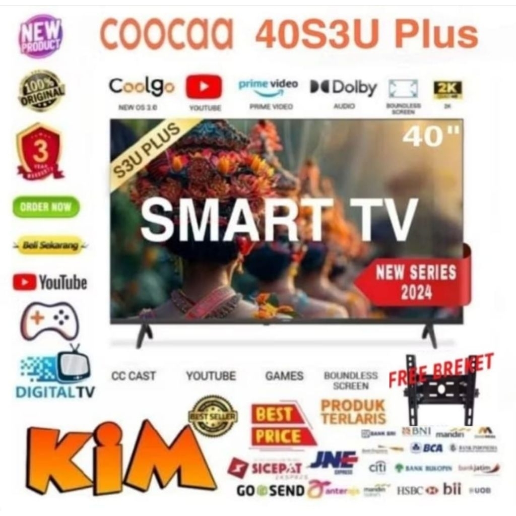 Jual Free Breket!!!! COOCAA LED TV 40 inch 40S3U PLUS Smart TV - 2K LED ...