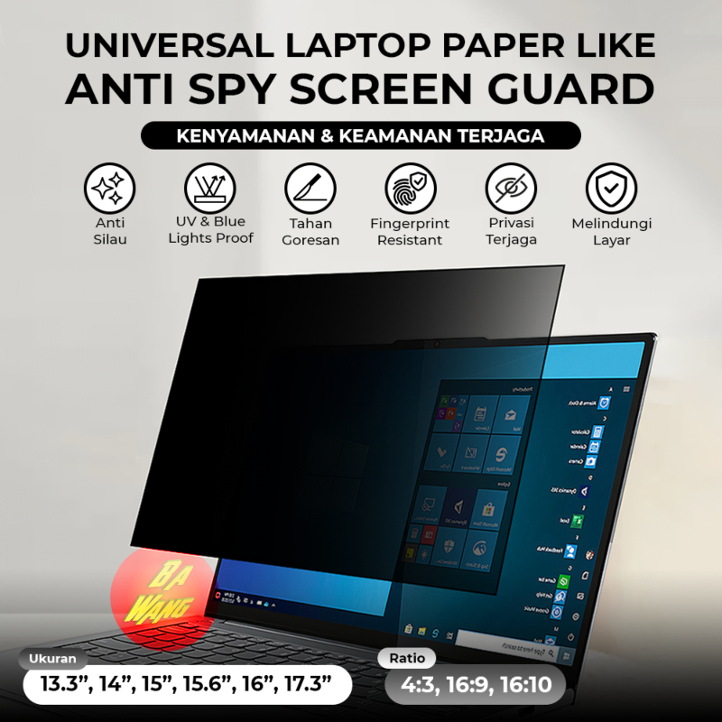 Jual Anti Gores Spy Universal Laptop 13 14 15 16 17 inci inch
