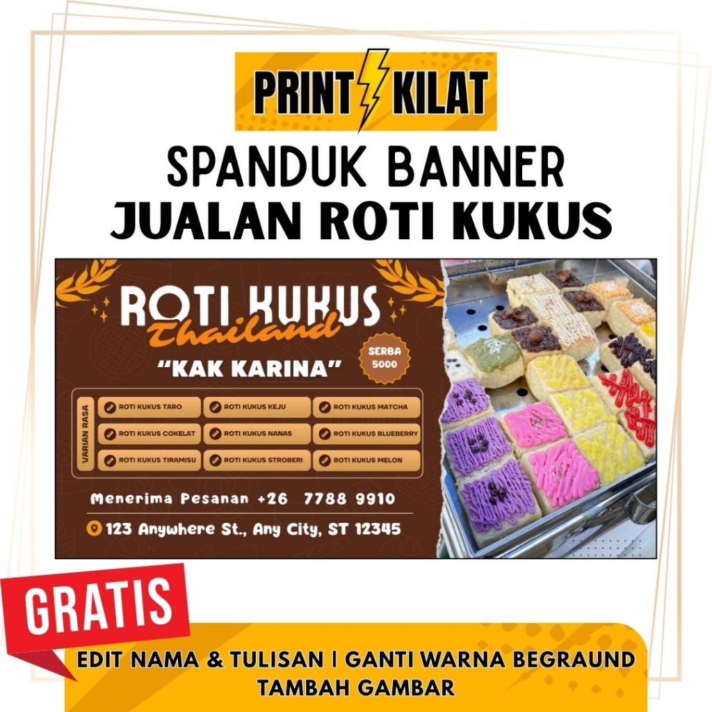 Jual Spanduk Banner Makanan Roti Kukus Thailand Serba 5000 | Shopee ...
