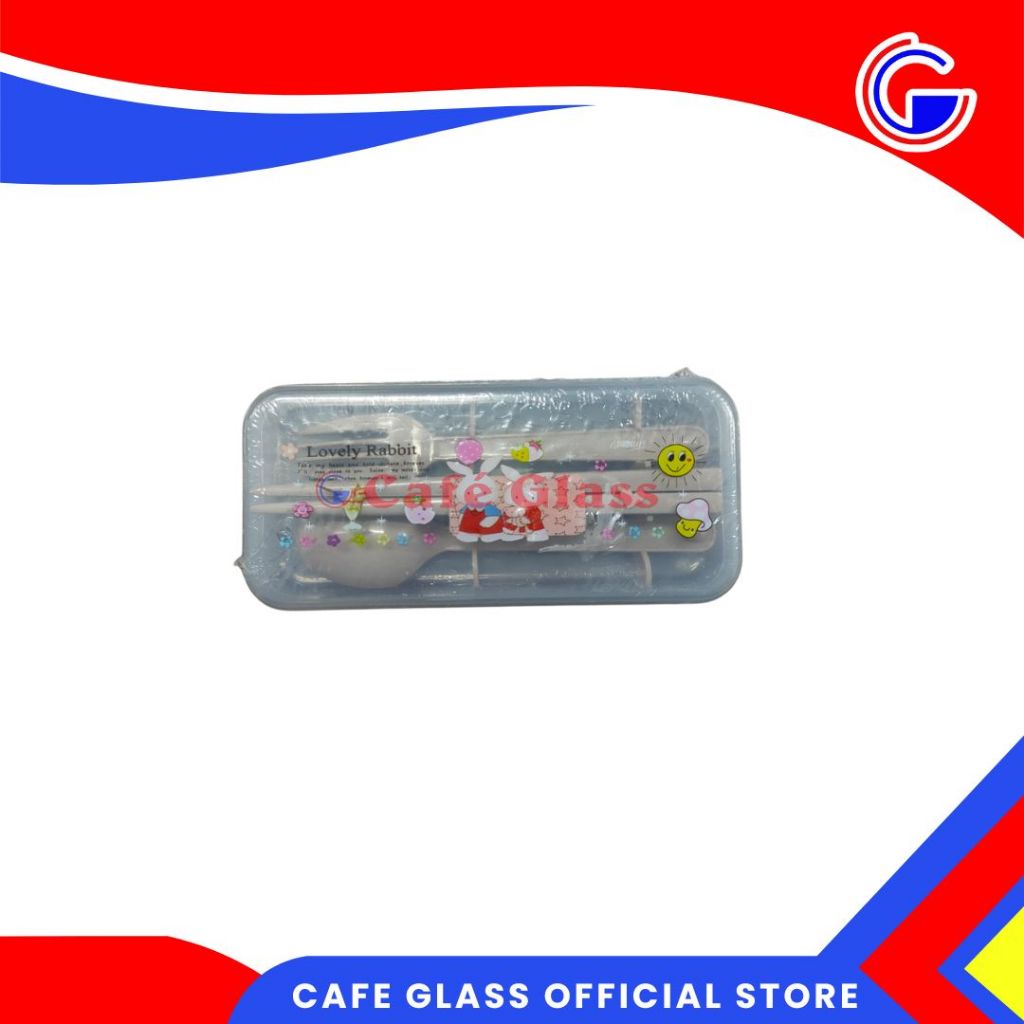 Sendok Garpu Sumpit Set Plastik / Alat Makan Murah 1 Set Isi 3 Hommy