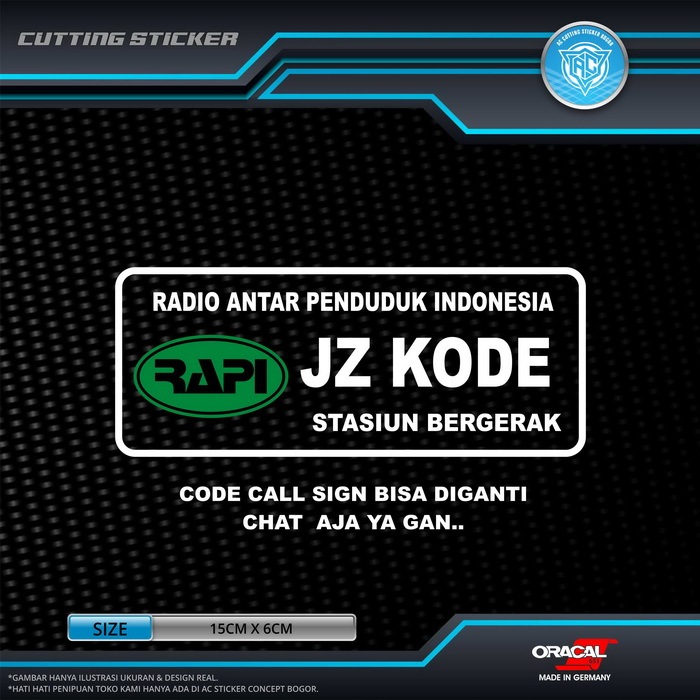 Jual Sticker Cutting Call Sign RAPI Stiker Untuk Kaca Body Mobil Motor ...