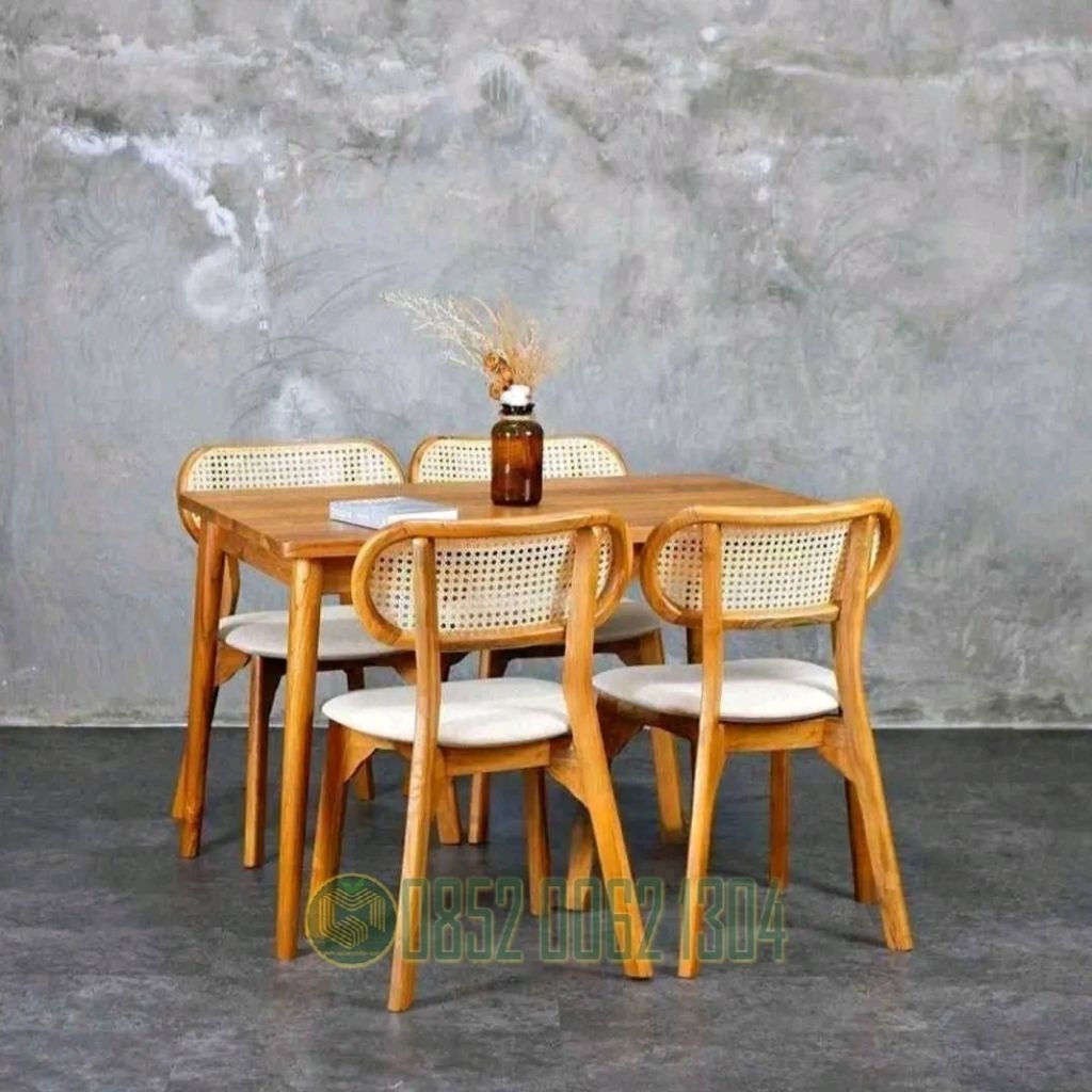 Jual Meja Makan Kursi Rotan Modern Retro Minimalis - Set Meja Makan Ala ...