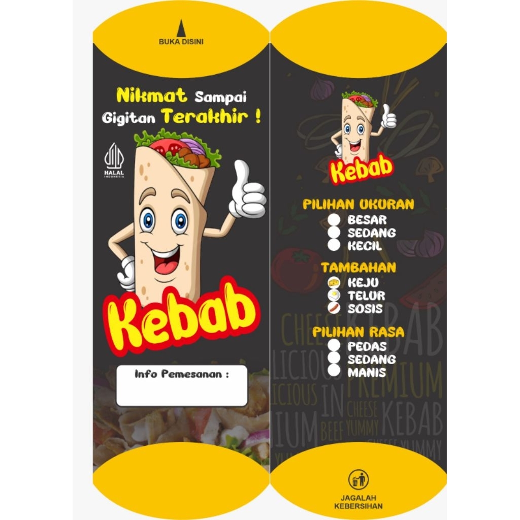 Jual 100 Lembar Kertas Kemasan Kebab Mini Ukuran 21x8 cm / wadah kebab ...