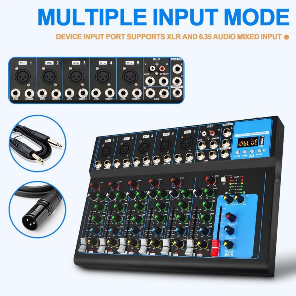 Jual MOERFAND Profesional Mixer Audio 4/7channel Bluetooth/PC/MP3 Mixer ...
