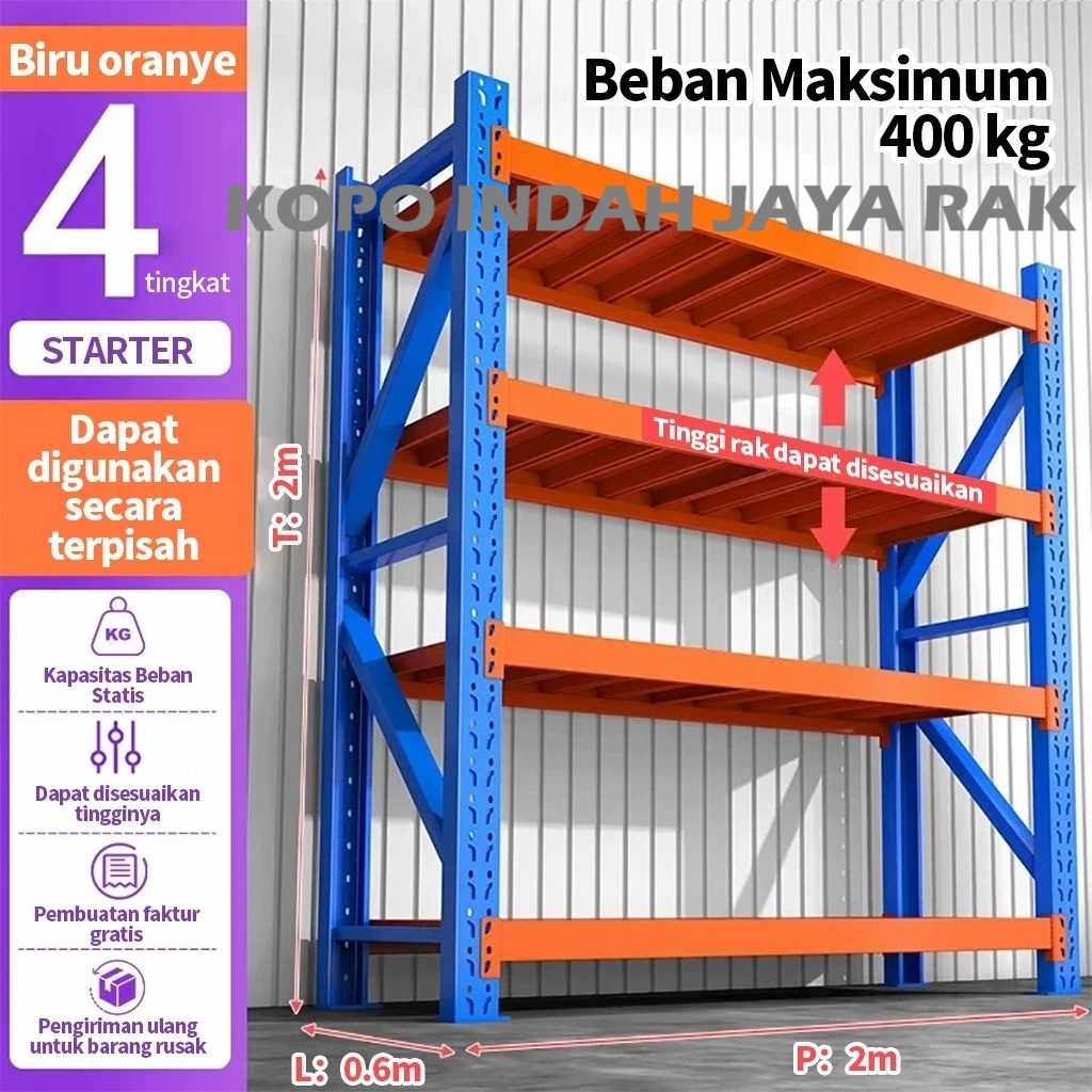 Jual [Kapasitas 1500kg] Medium Duty 200x60 x 200cm |Rak Gudang besi ...