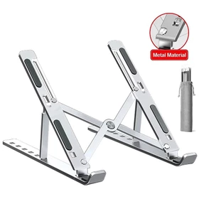 Laptop Stand Holder Portable Lipat Full Alumunium 6 Ketinggian Dudukan Pendingin Laptop Ringan