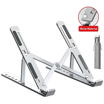 Laptop Stand Holder Portable Lipat Full Alumunium 6 Ketinggian Dudukan Pendingin Laptop Ringan