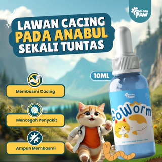 Golden Paw - GoWorm Obat Pembasmi Anti Infeksi Cacing Kucing Ampuh Membasmi dan Mencegah 10 ML